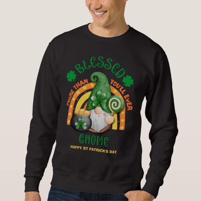 St Patricks Day BLESSED Green Irish Gnome Sweatshirt (Vorderseite)