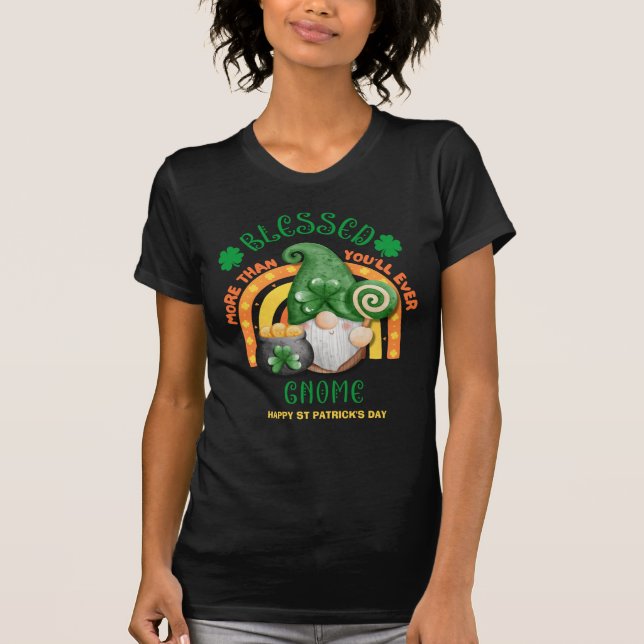 St Patricks Day BLESSED Green Irish Gnome T-Shirt (Vorderseite)