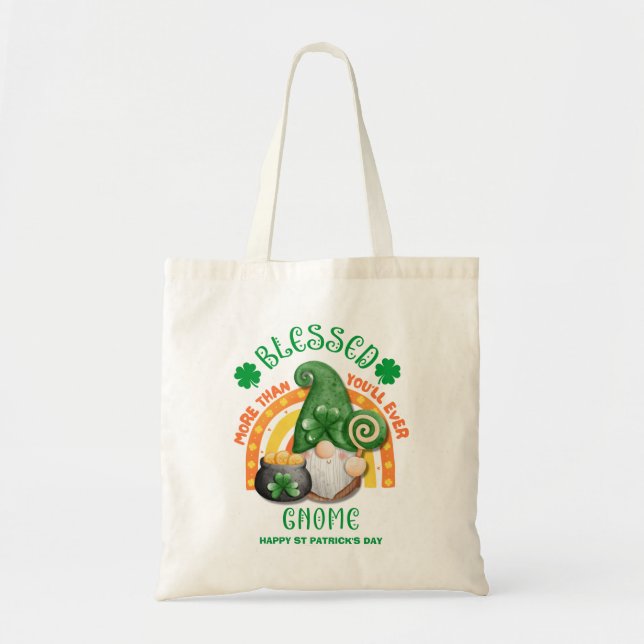St Patricks Day BLESSED Green Irish Gnome Tragetasche (Vorne)