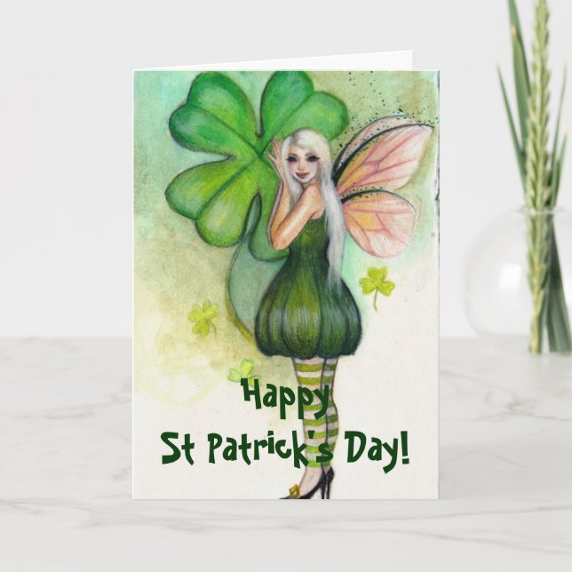 St Patrick's Day Blonde Fairy Card Karte (Vorderseite)