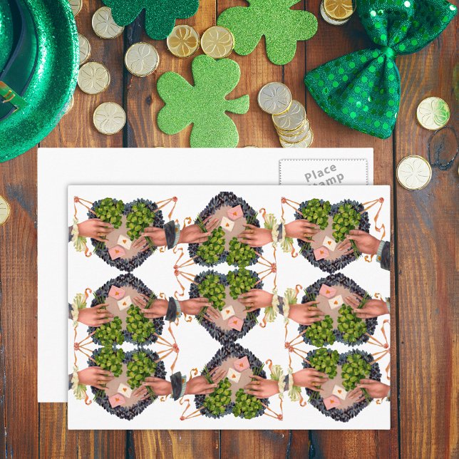 St. Patrick's Day Blume Herz und Clover Bouquets Postkarte (St. Patrick's Day Flower Heart and Clover Bouquets Postcard)