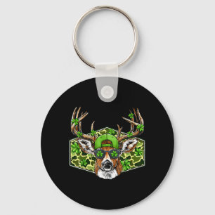 St Patricks Day Bock Tarndruck Hirsch Retro Jagd J Schlüsselanhänger