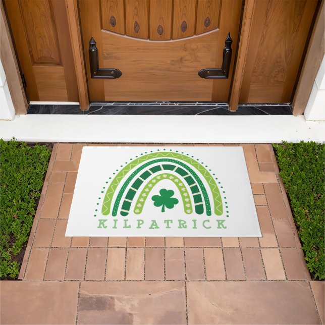 St. Patrick's Day Boho Rainbow Kleeblatt Fußmatte (Außenbereich)