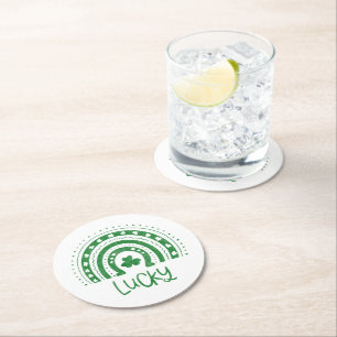 St.Patrick's Day Boho Regenbogen Glücklicher Unter Runder Pappuntersetzer