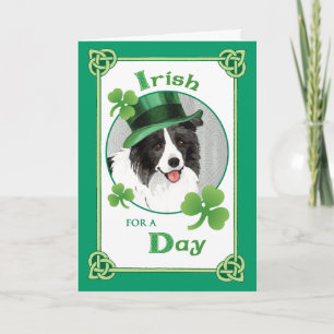 St. Patrick's Day Border Collie Karte