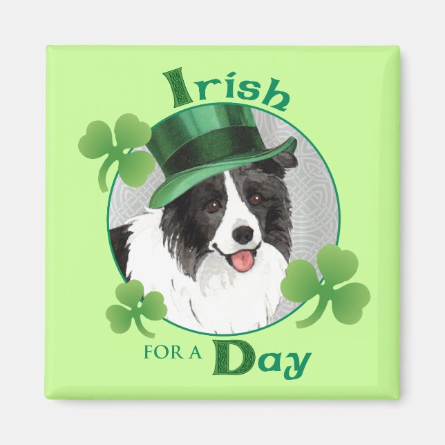 St. Patrick's Day Border Collie Magnet (Vorne)