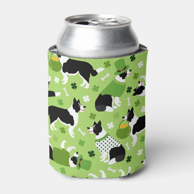 St. Patrick's Day Border Collie Pattern Dosenkühler (Kanne Vorderseite)