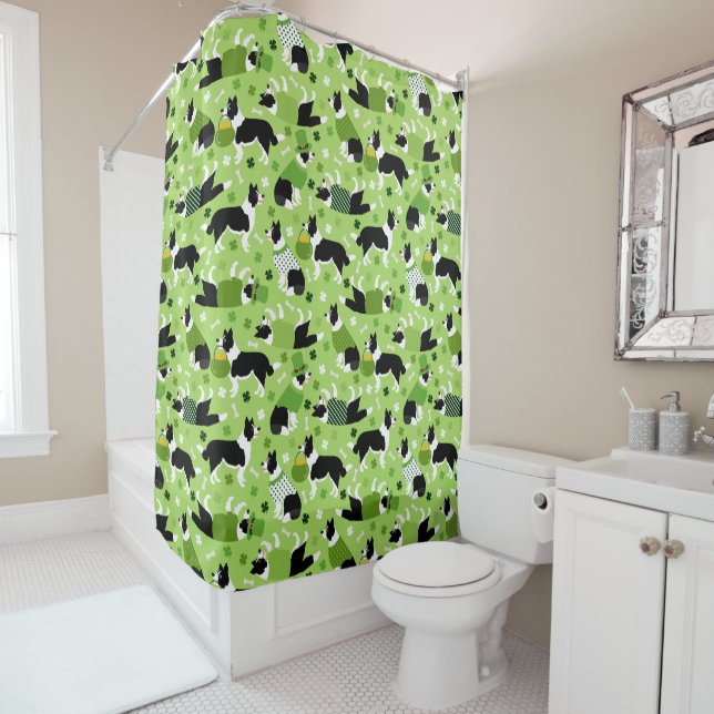 St. Patrick's Day Border Collie Pattern Duschvorhang (Beispiel)