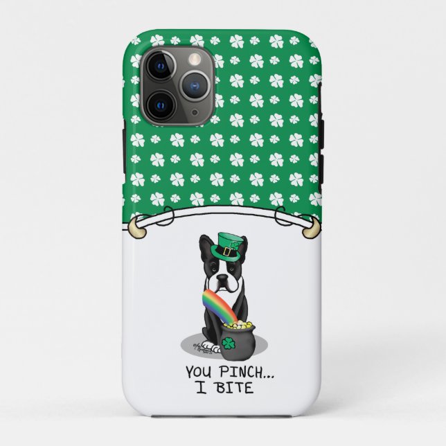 St. Patrick's Day Boston Terrier Dog (schwarz) Nie Case-Mate iPhone Hülle (Rückseite)