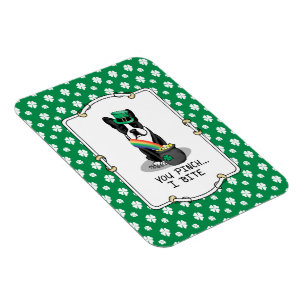 St. Patrick's Day Boston Terrier Dog (schwarz) Nie Magnet