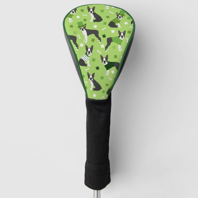 St. Patrick's Day Boston Terrier Golf Headcover (Vorderseite)