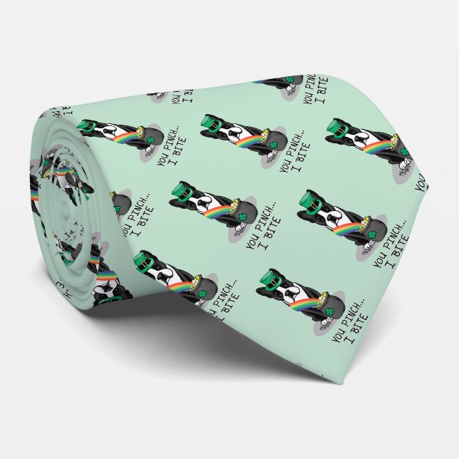 St. Patrick's Day Boston Terrier (schwarz) Dog Fun Krawatte (Gerollt)