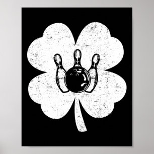 St Patrick's Day Bowling Irish Kleeblatt Bowling L Poster