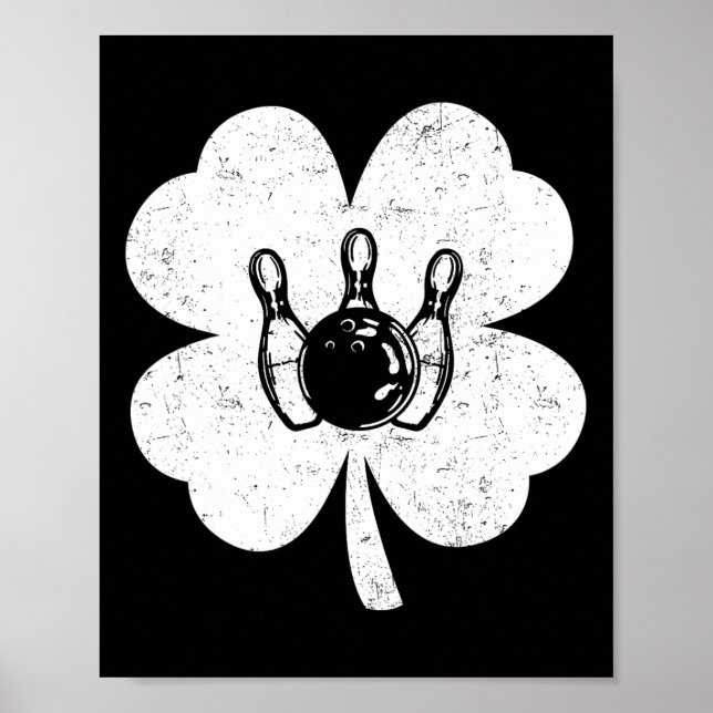 St Patrick's Day Bowling Irish Kleeblatt Bowling L Poster (Vorne)