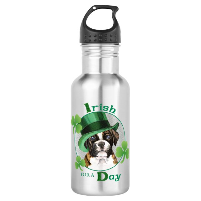 St. Patrick's Day Boxer Edelstahlflasche (Vorderseite)