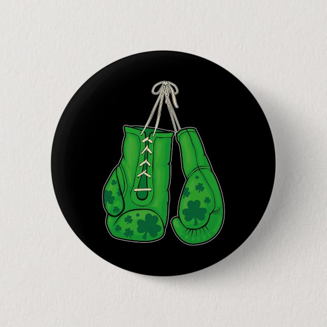 St Patricks Day Boxing Gloves Green Lucky Kleeblat Button (Vorderseite)