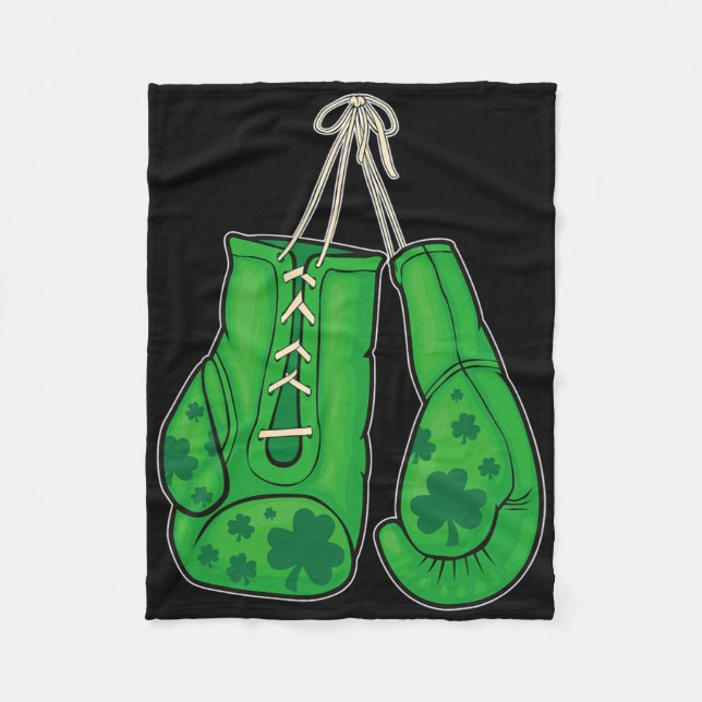 St Patricks Day Boxing Gloves Green Lucky Kleeblat Fleecedecke (Vorderseite)
