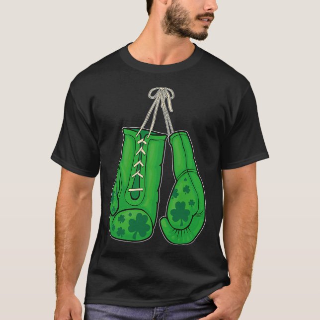St Patricks Day Boxing Gloves Green Lucky Kleeblat T-Shirt (Vorderseite)