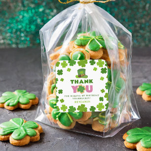 St. Patrick's Day Boy Birthday Clover Vielen Dank Quadratischer Aufkleber