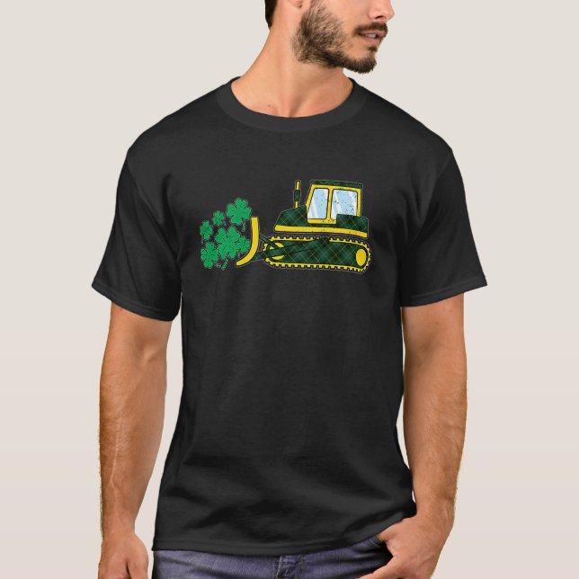 St Patricks Day Boys Kinder Kleinkinder Bulldozer  T-Shirt (Vorderseite)
