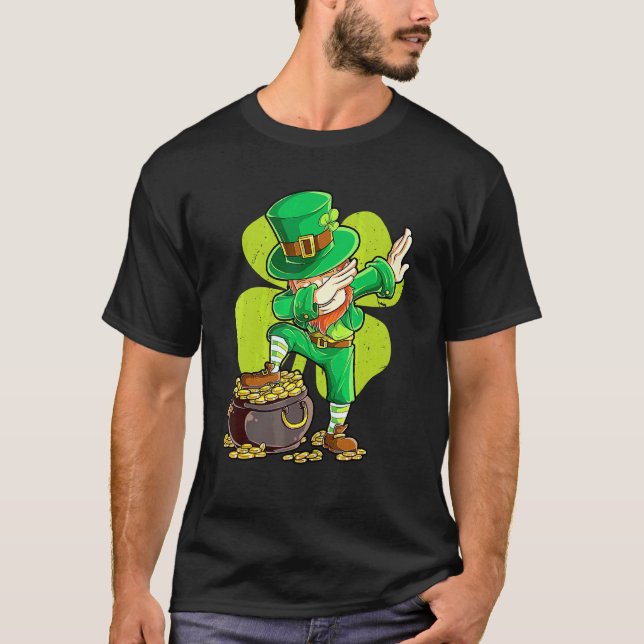 St Patricks Day Boys Kinder Männer Dabbing Leprech T-Shirt (Vorderseite)