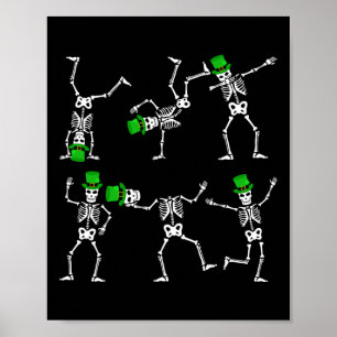 St Patrick's Day Boys Kinder tanzen Skeleton Hat L Poster