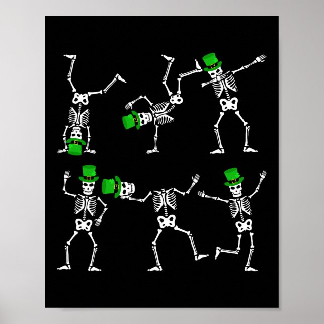 St Patrick's Day Boys Kinder tanzen Skeleton Hat L Poster (Vorne)