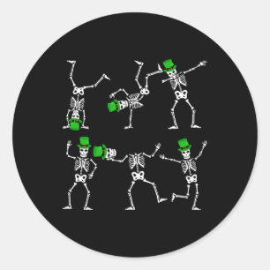 St Patrick's Day Boys Kinder tanzen Skeleton Hat L Runder Aufkleber