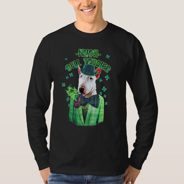 St Patrick's Day Bull Terrier Dog Kleeblatt C T-Shirt (Vorderseite)