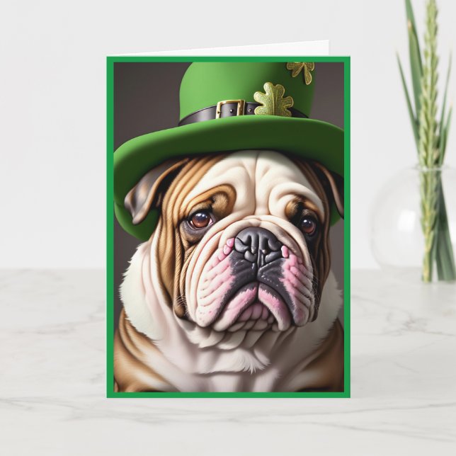 St. Patrick's Day Bulldog Feiertagskarte (Vorderseite)