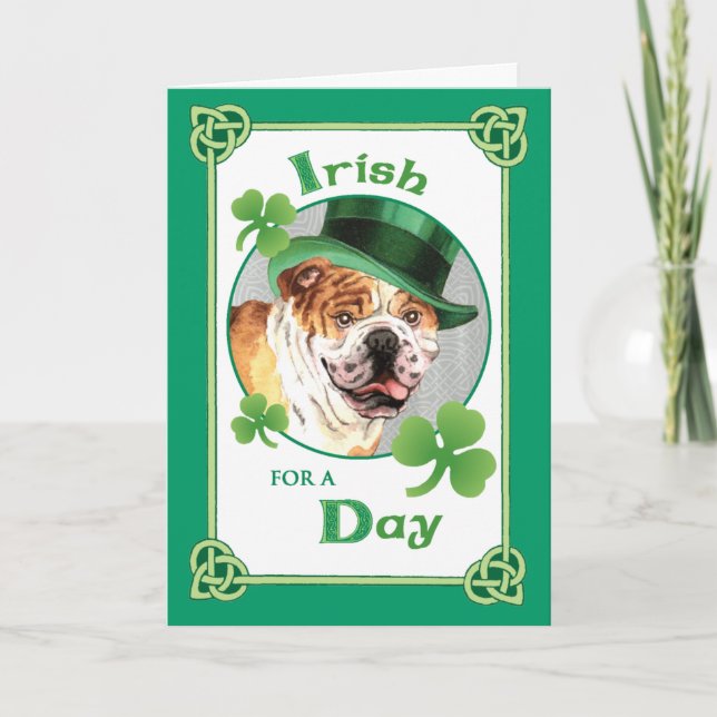 St. Patrick's Day Bulldog Karte (Vorderseite)