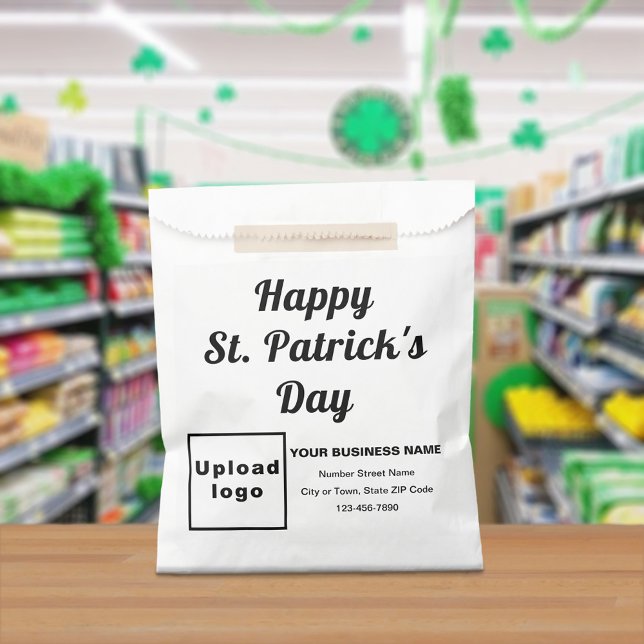 St. Patrick's Day, Business Brand, White Paper Bag Geschenktütchen (Business brand with St. Patrick's Day greeting on white paper bag)