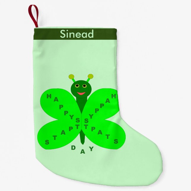 St. Patrick's Day Butterfly Custom Strumpf Kleiner Weihnachtsstrumpf (Vorderseite)