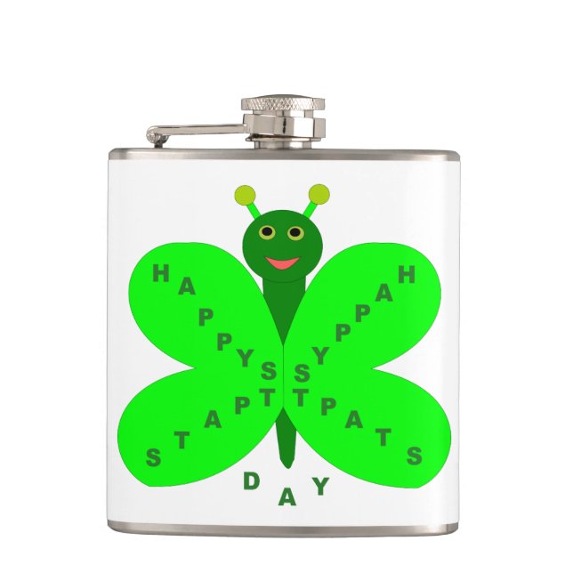 St. Patrick's Day Butterfly Flasche Flachmann (Vorderseite)