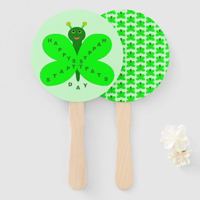 St. Patricks Day Butterfly Hand Fan Fächer (Vorne und Hinten)