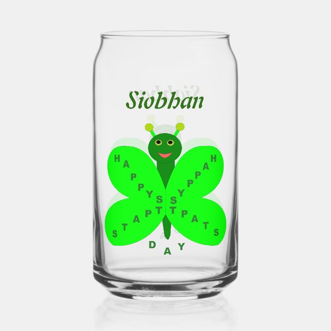 St. Patricks Day Butterfly Individuelle Name Dosenglas (Vorderseite)