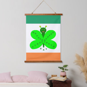St. Patricks Day Butterfly Wandteppich Mit Holzrahmen