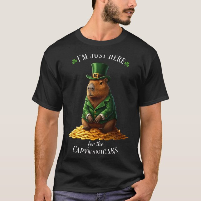 St. Patricks Day Capybara Kobold Goldmünzen T-Shirt (Vorderseite)