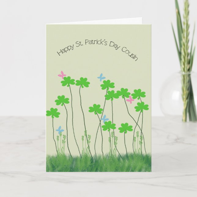 St. Patrick's Day Card für Ihre Cousin-Kleeblätter Karte (Vorderseite)
