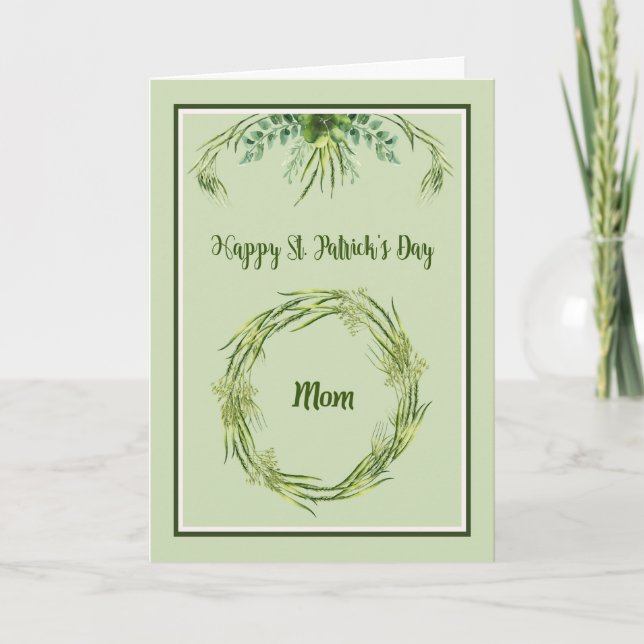 St. Patrick's Day Card für Mama mit Kräuterdesign Karte (Vorderseite)