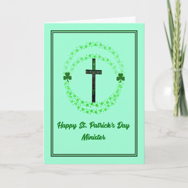 St. Patrick's Day Card für Minister mit Kreuz Karte (Vorderseite)