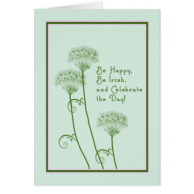 St. Patrick's Day Card in Green mit Blume (Vorne)