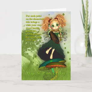 St Patrick's Day Card - Kleeblatt Irish Fairy Karte