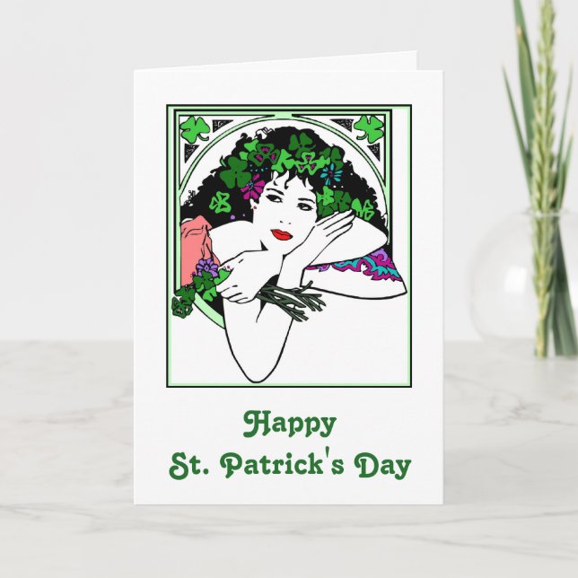 St. Patrick's Day Card mit Hübscher Lady Karte (Vorderseite)