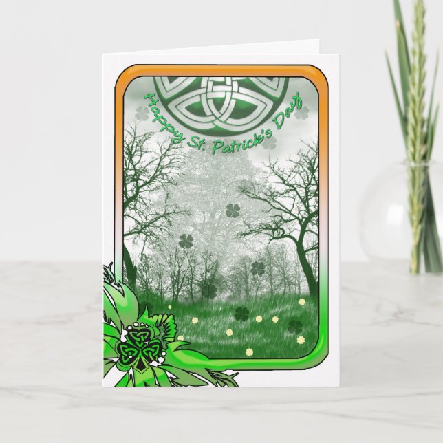 St Patrick's Day Card mit Kleeblatt, Landschaft Karte (Vorderseite)