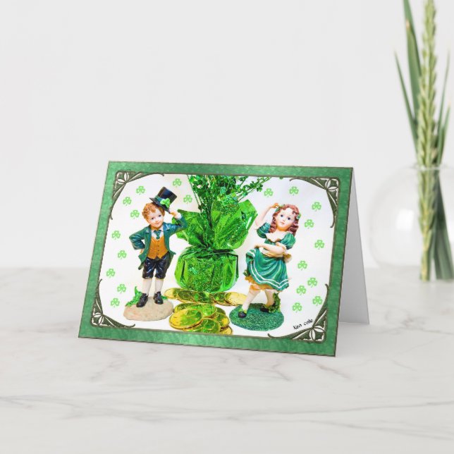St. Patrick's Day Card mit kleinen Figuren Karte (Vorderseite)