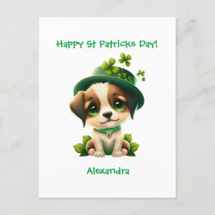 St Patricks Day Card mit Niedlichem Leprechaun Hun Postkarte