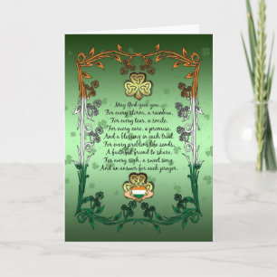 St. Patrick's Day Card mit Segen, Kleeblatt Karte