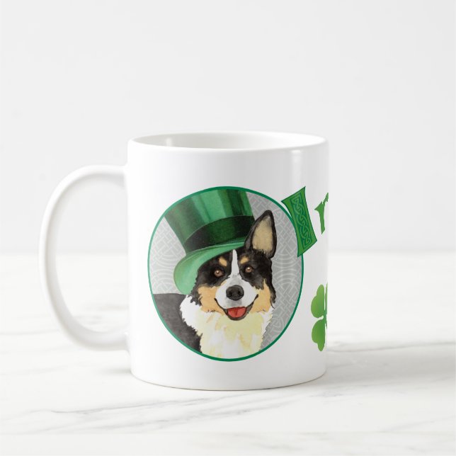St. Patrick's Day Cardigan Welsh Corgi Kaffeetasse (Links)