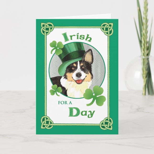 St. Patrick's Day Cardigan Welsh Corgi Karte (Vorderseite)